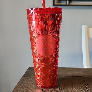 Starbucks Holiday 2023 Venti Tumbler Poinsettia Red Prism Cold Cup